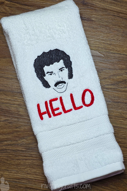 Hello Lionel Ritchie Hand Towel – Funky Retro Music Inspired Decor