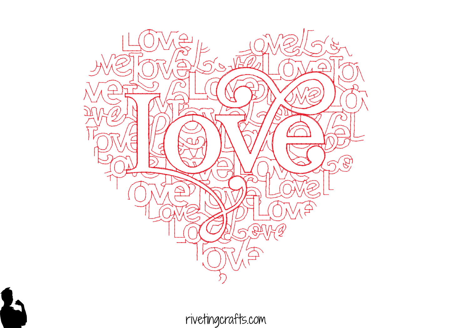 Love Heart Word Art Hand Towel