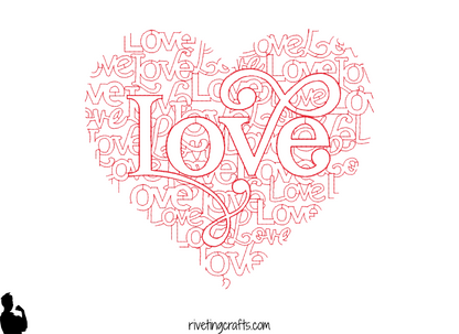 Love Heart Word Art Hand Towel