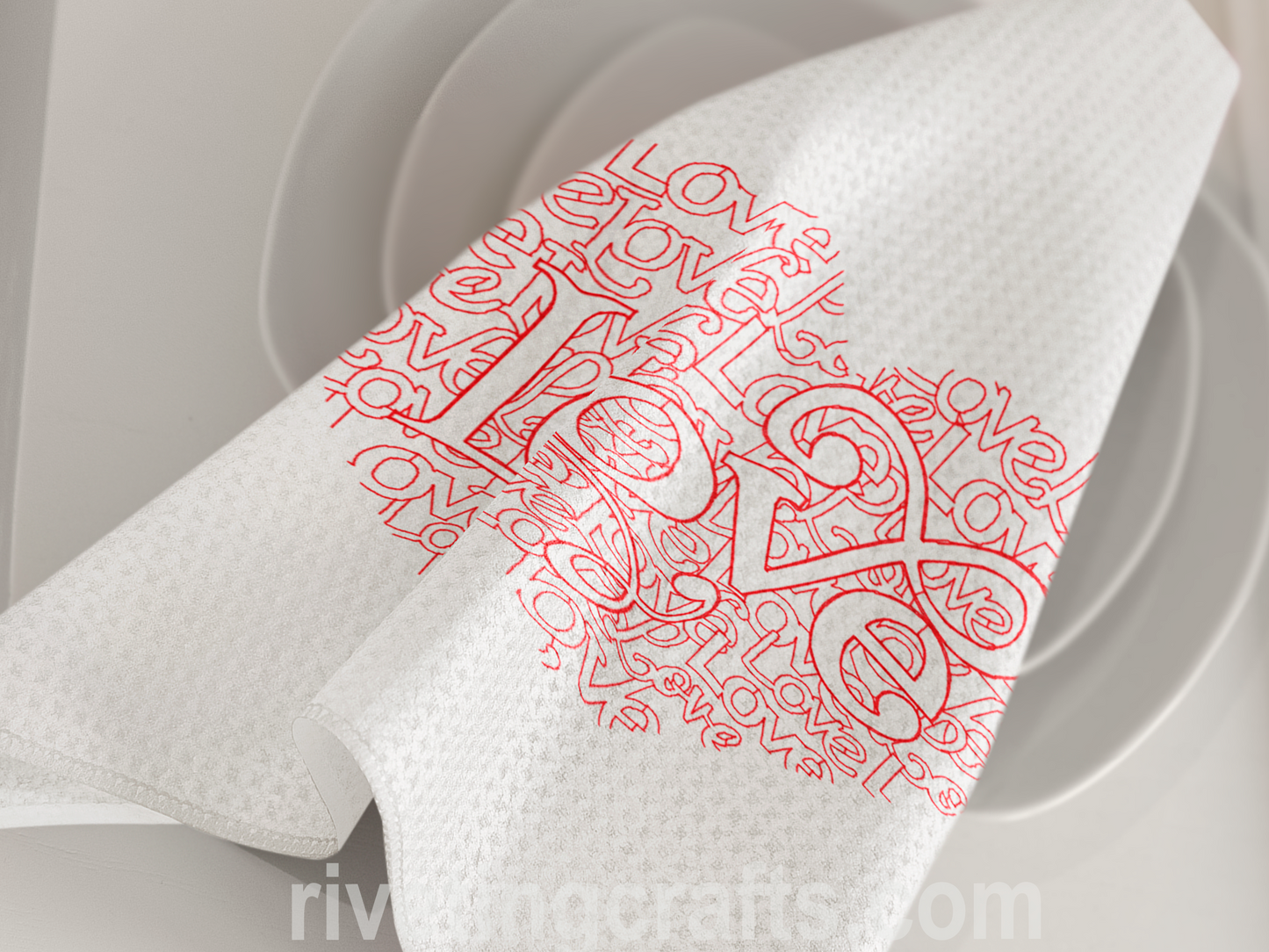 Love Heart Word Art Hand Towel