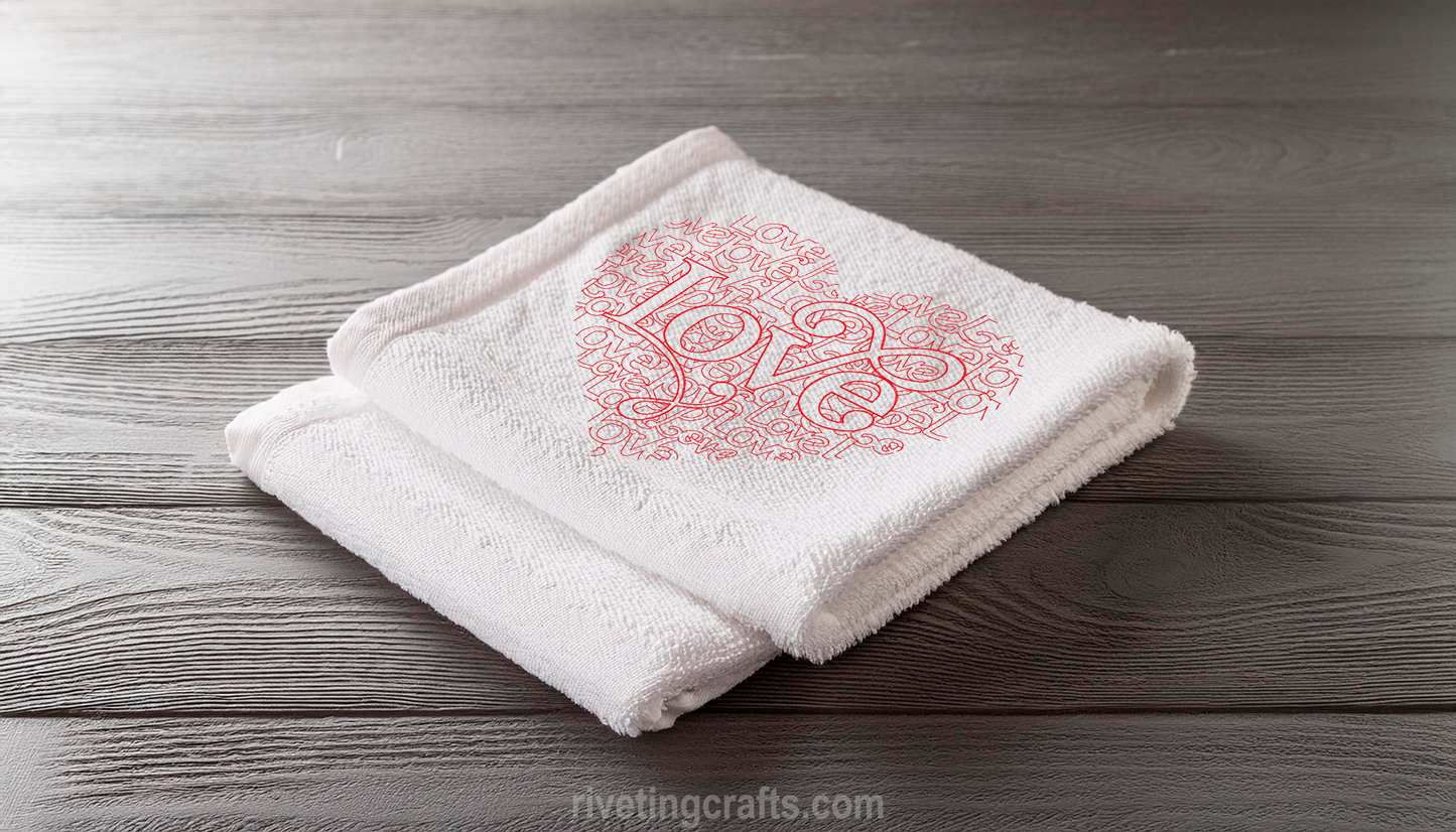 Love Heart Word Art Hand Towel