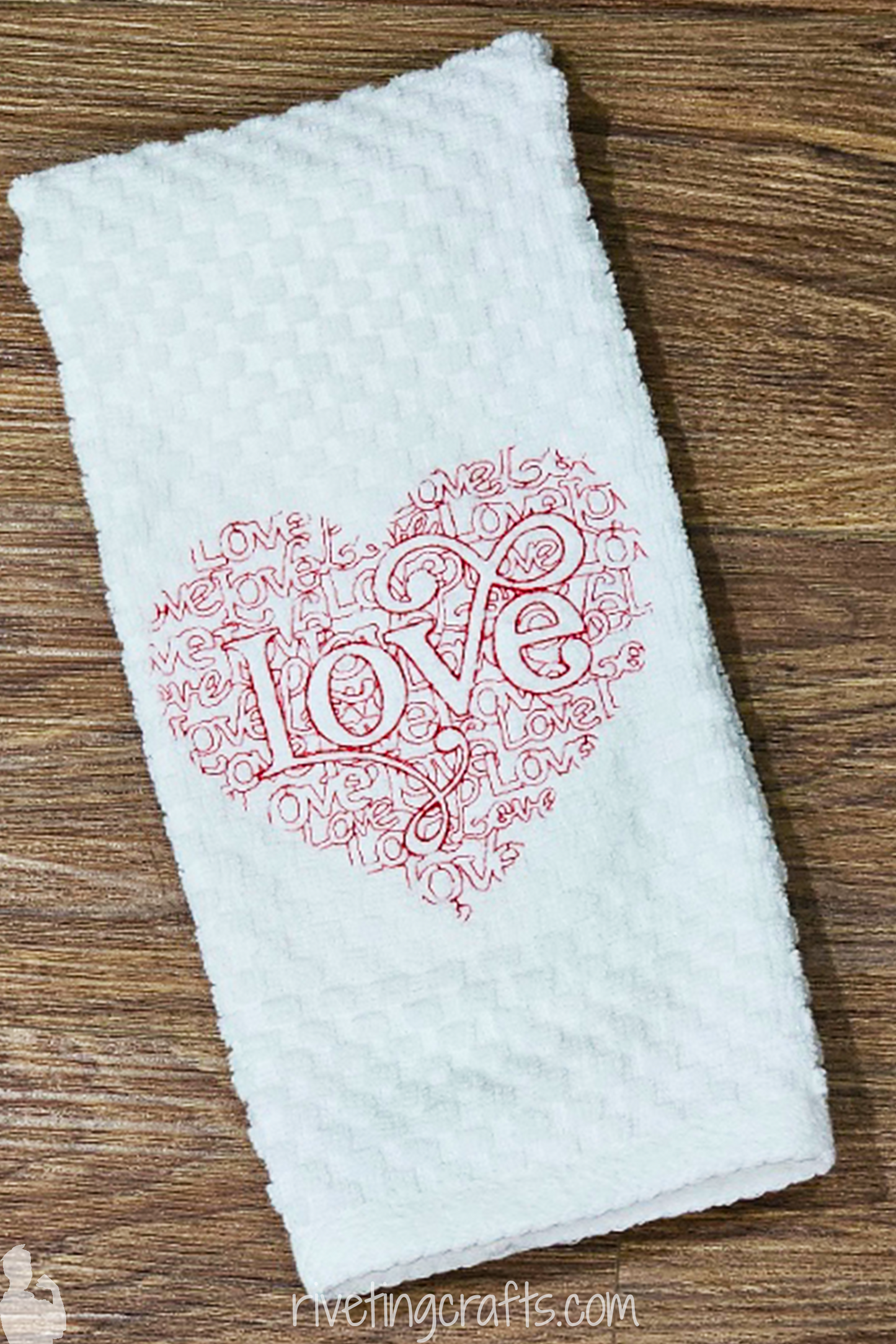 Love Heart Word Art Hand Towel