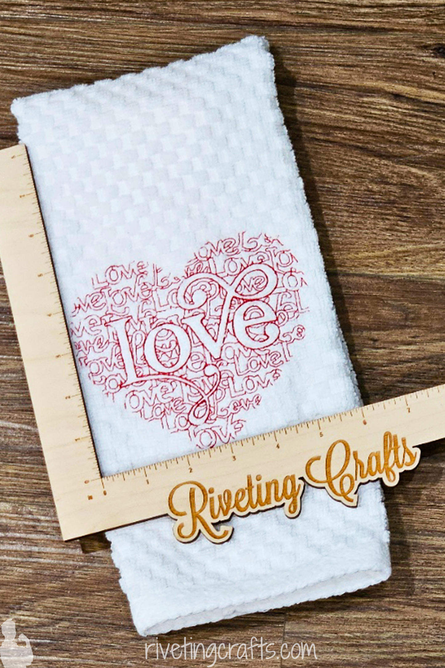 Love Heart Word Art Hand Towel