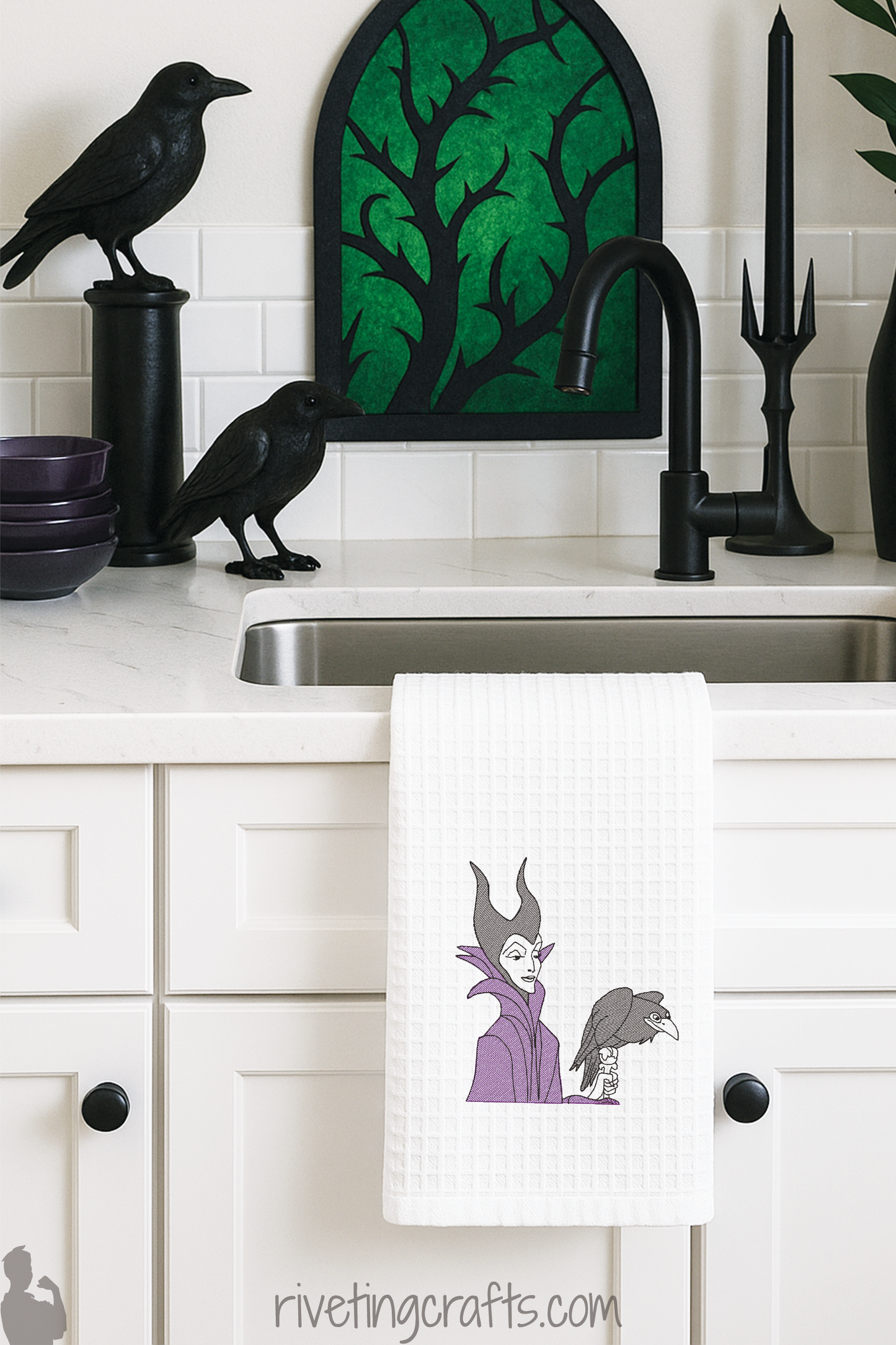 Maleficent Dark Fairy Crow Staff – Gothic Hand Towel