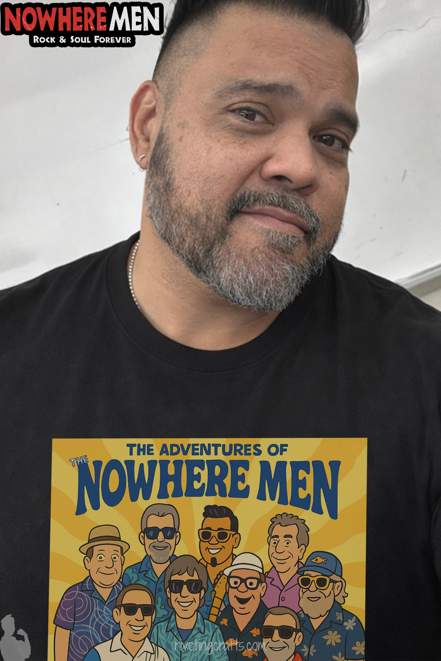 NoWhere Men Band T-Shirt in Black Cotton with choice of Graphic Design