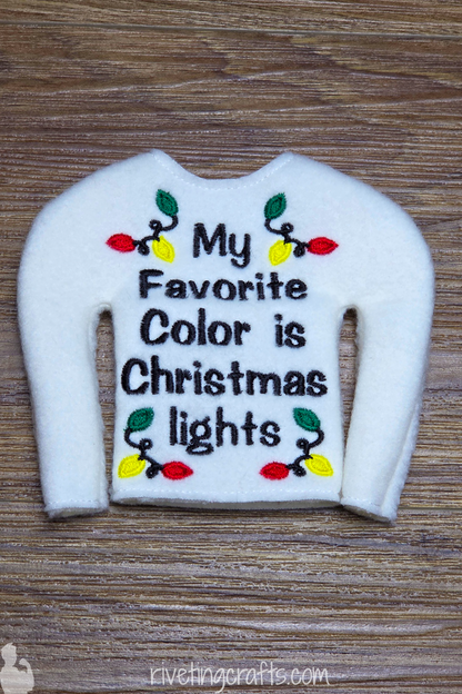 Sassy Christmas Lights Sweater for Holiday Scout - 12 inch Doll Clothes Prop Outfit