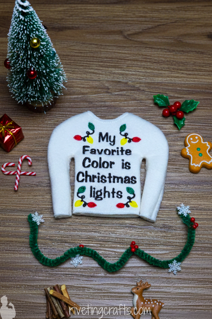 Sassy Christmas Lights Sweater for Holiday Scout - 12 inch Doll Clothes Prop Outfit