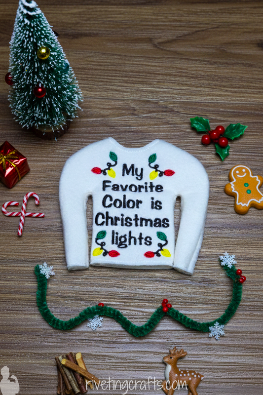 Sassy Christmas Lights Sweater for Holiday Scout - 12 inch Doll Clothes Prop Outfit