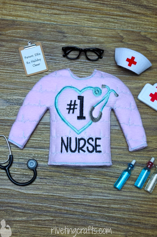 Funny Nurse Sweater for Elf Christmas Scout - Doll Clothes 12 inch Doll Size Prop