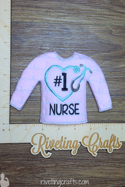 Funny Nurse Sweater for Elf Christmas Scout - Doll Clothes 12 inch Doll Size Prop