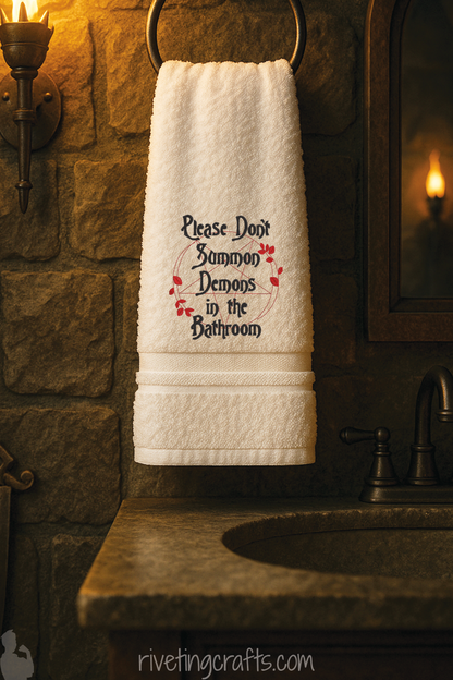 Demons, Witches, Pentagrams & Petals Hand Towel