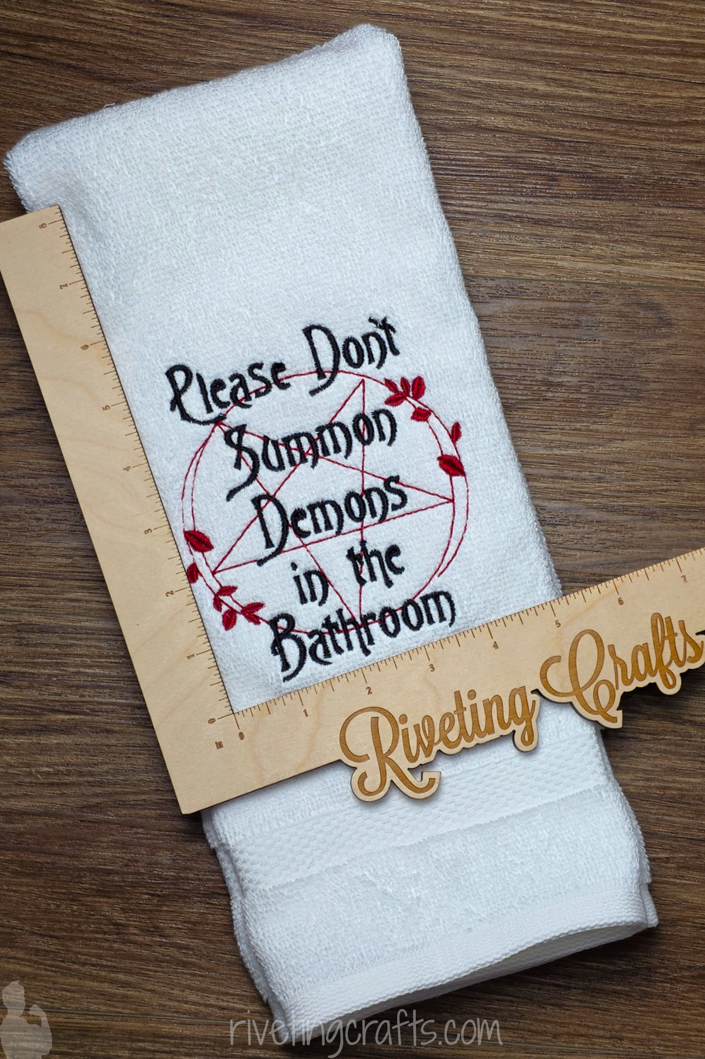 Demons, Witches, Pentagrams & Petals Hand Towel