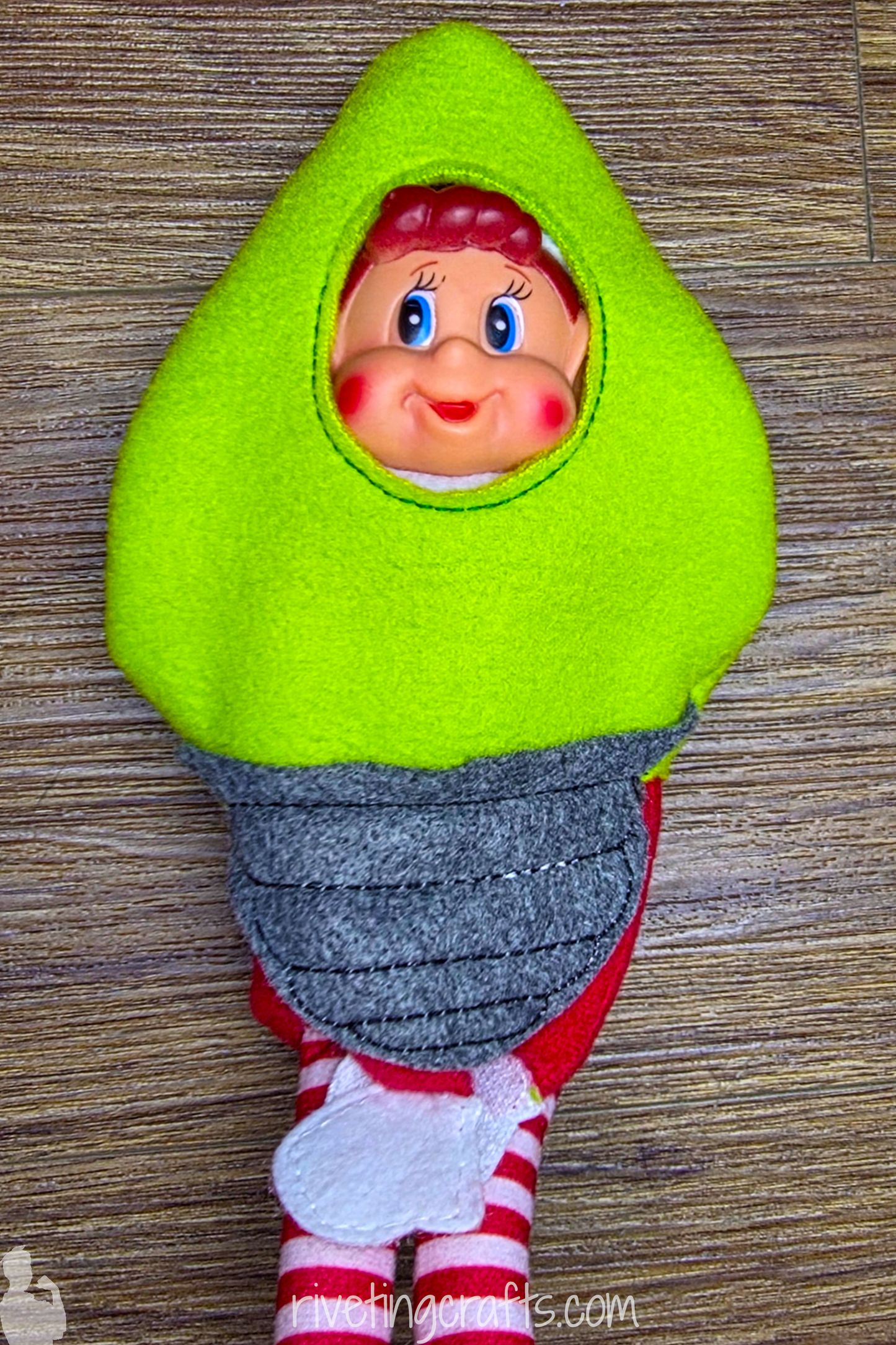 Elf Doll Light Bulb Costume, Christmas Scout Surveillance Outfit