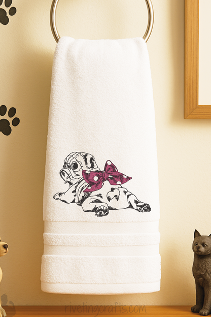 Bow Butt Puppy Hand Towel – Underbite Dog Design