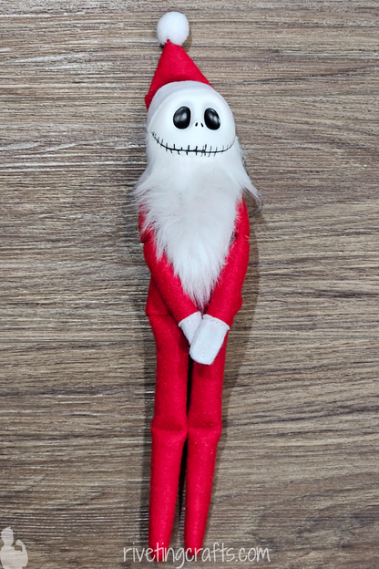 Skellington Face Christmas Elf, Unique Holiday Scout Decoration, Red or Green