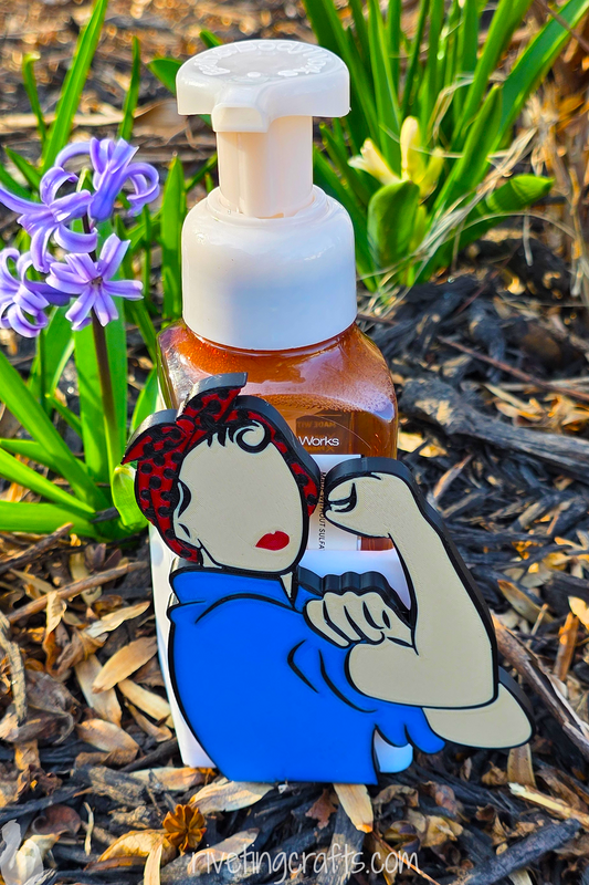 Rosie the Riveter Magnetic Soap Bottle Cover