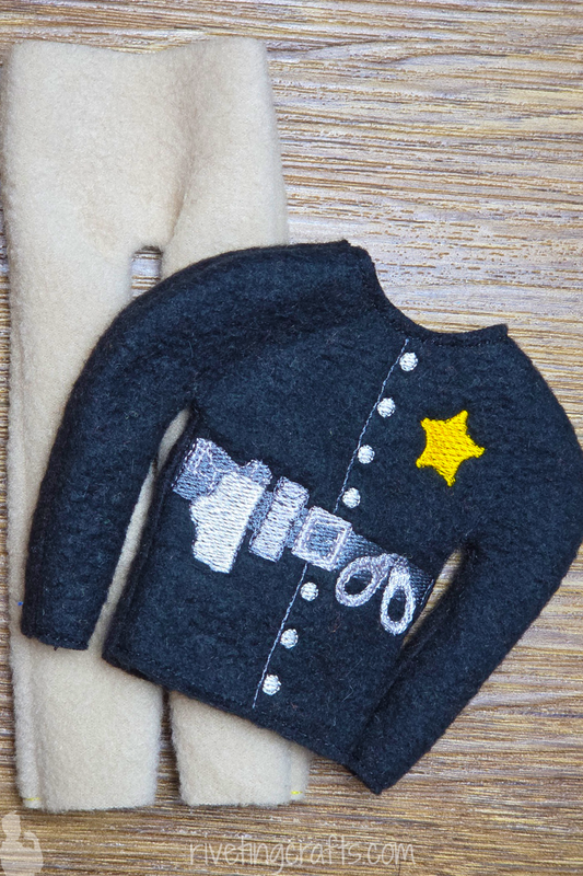 Funny Elf Sheriff Uniform with Embroidered Gold Star - Miniature Doll Christmas Costume Accessory