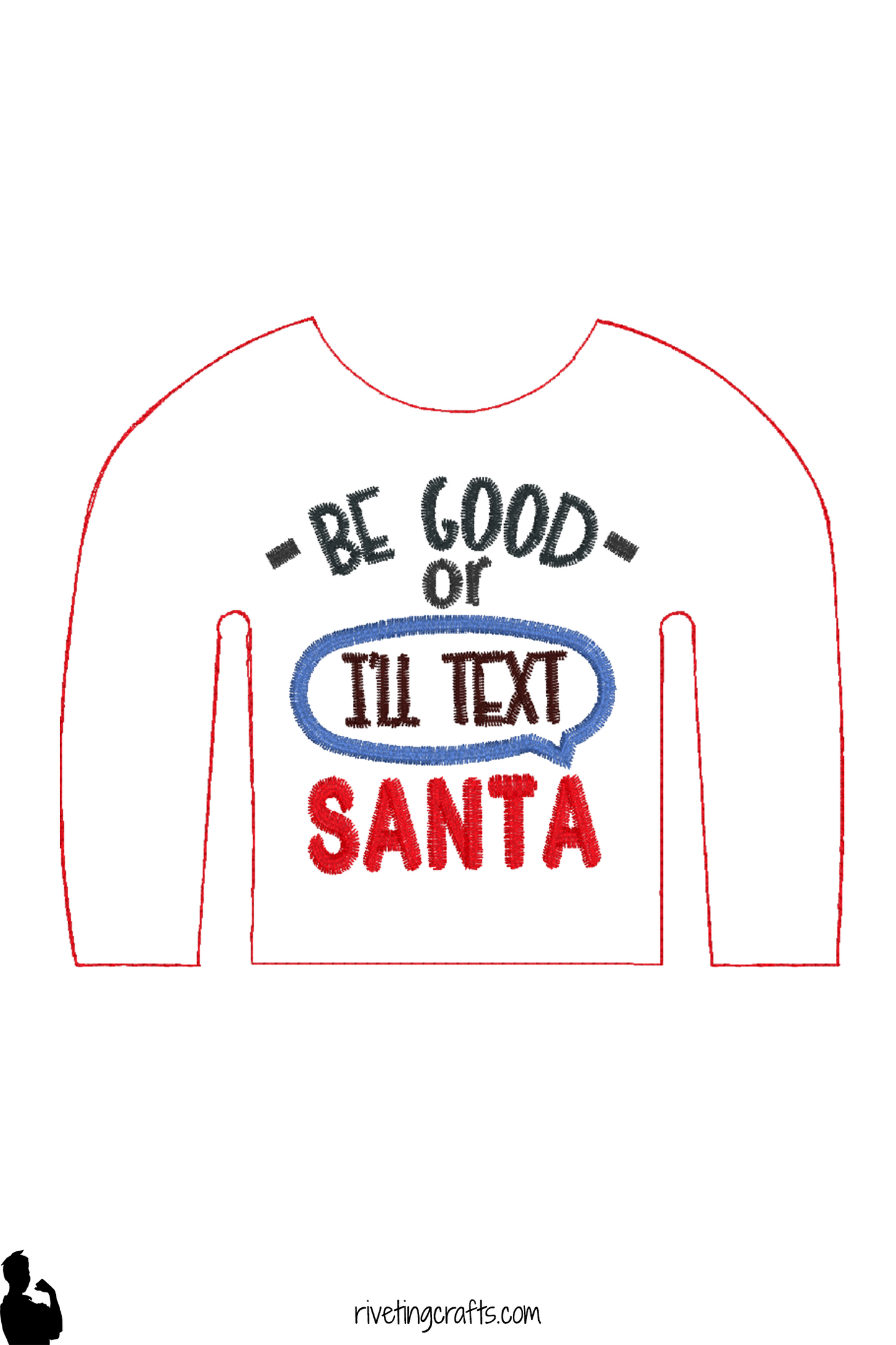 “Be Good or I’ll Text Santa” Elf Sweater - Funny Christmas Scout Doll Clothes