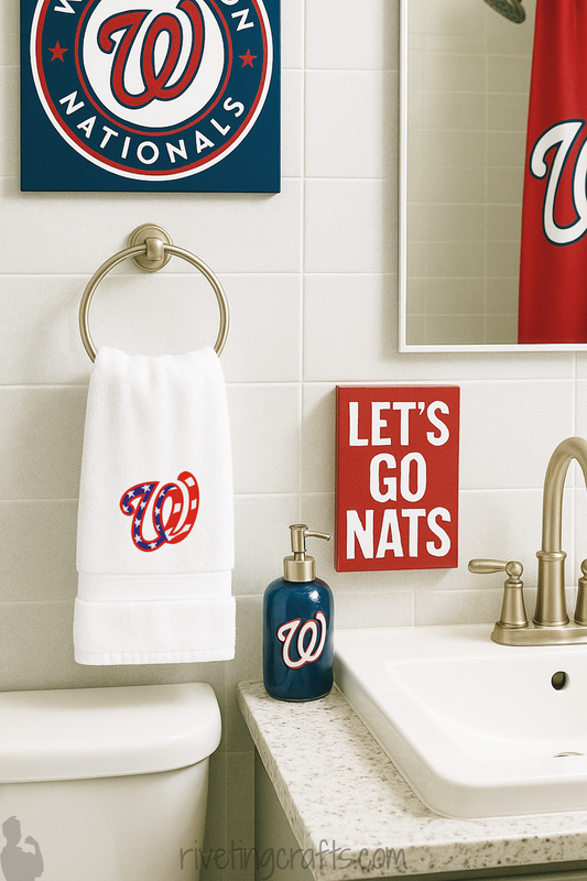 Washington Pride Hand Towel – Red and White Embroidered Baseball-Themed Kitchen Decor