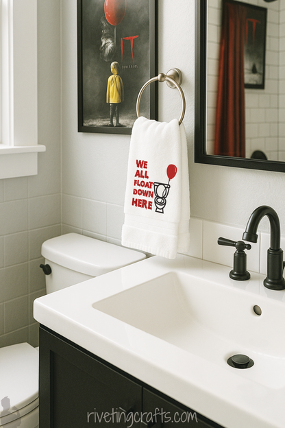 We All Float Down Here Hand Towel – Horror Bathroom Decor