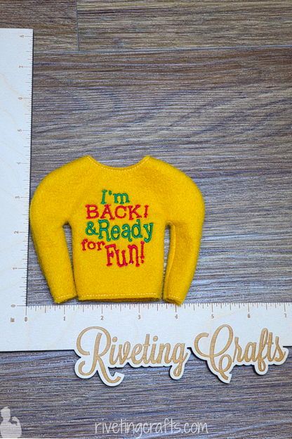 "I'm Back" Elf Sweater, Doll Clothes for Christmas Fun and Mischief