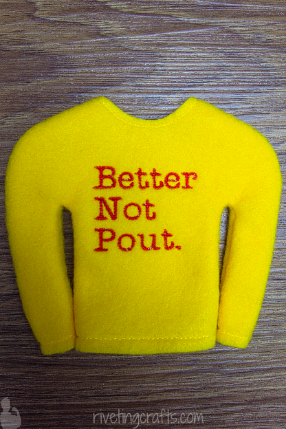 "Better Not Pout" Elf Sweater, Christmas Surveillance Doll Shirt
