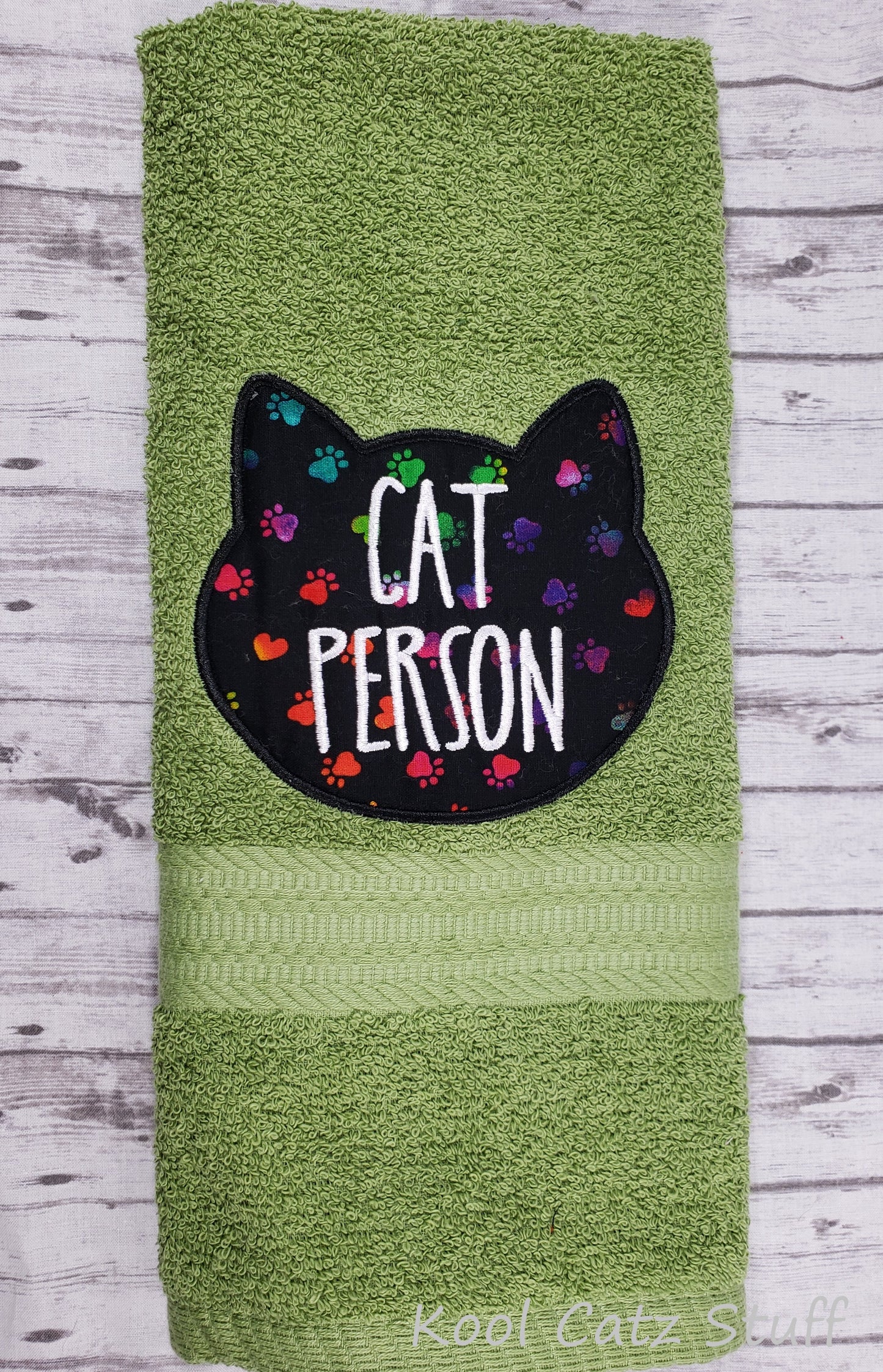 Cat Person Applique Hand Towel