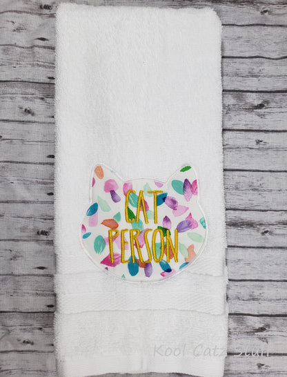 Cat Person Applique Hand Towel