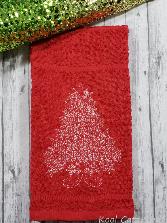 We Wish You a Merry Christmas Tree Hand Towel