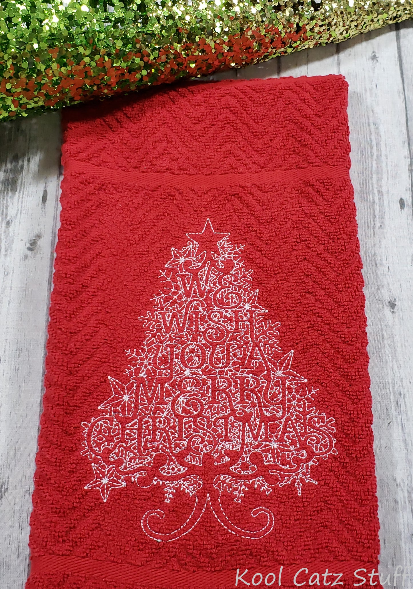 We Wish You a Merry Christmas Tree Hand Towel