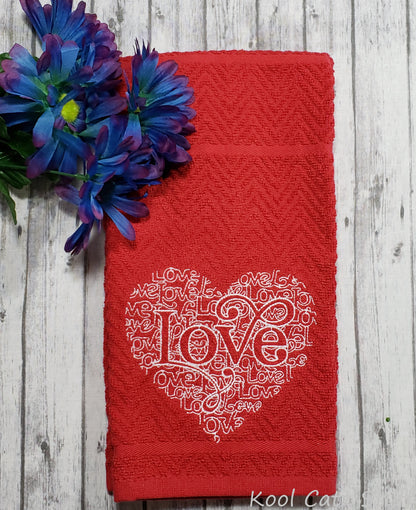 Love Heart Word Art Hand Towel