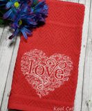 Love Heart Word Art Hand Towel