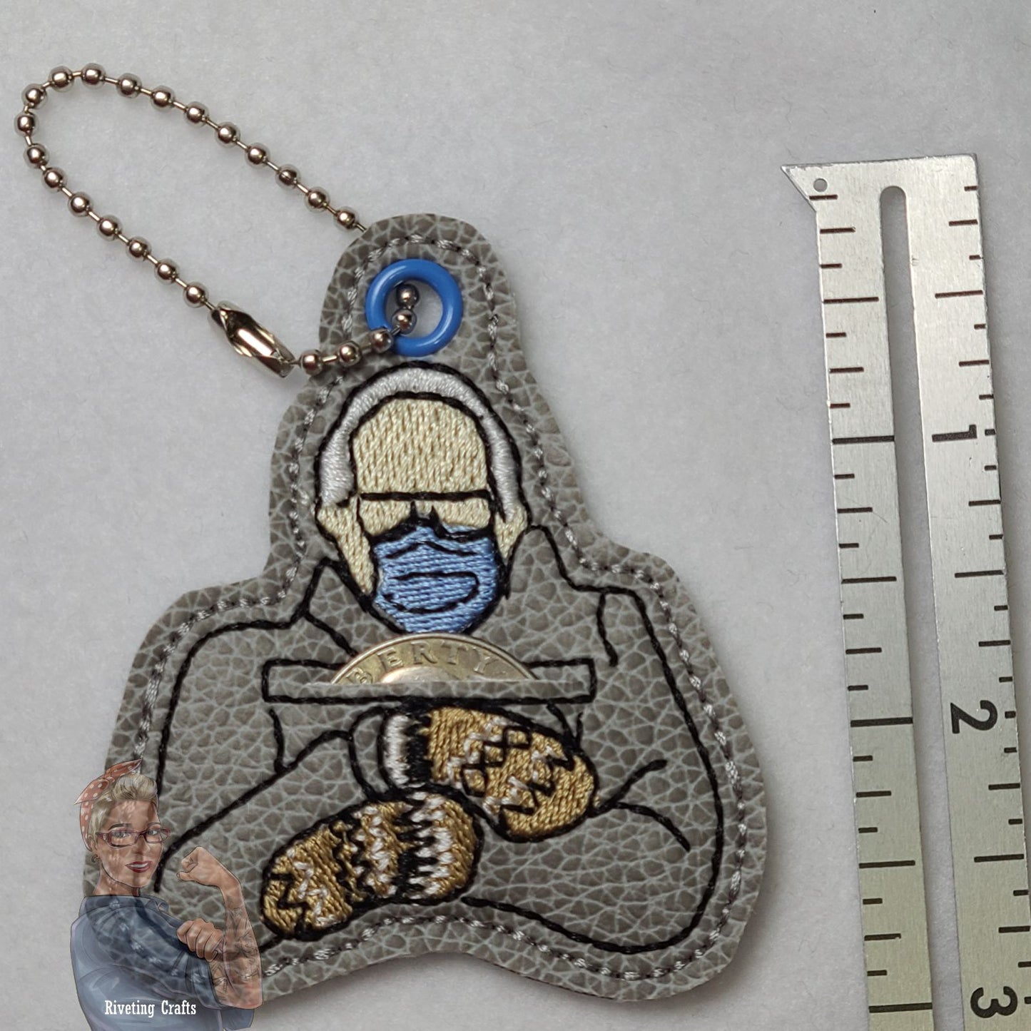 Grumpy Bernie Quarter Holder Keychain