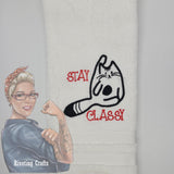 Stay Classy Kitty Cat Hand Towel Design