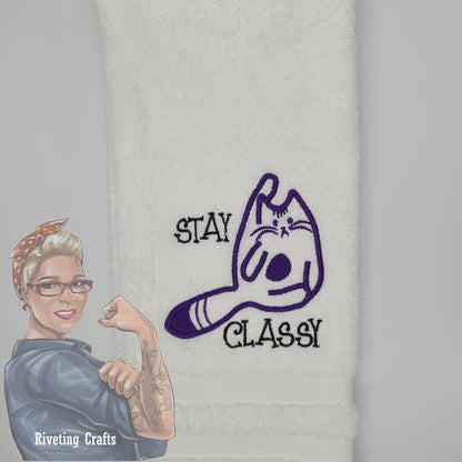 Stay Classy Kitty Cat Hand Towel