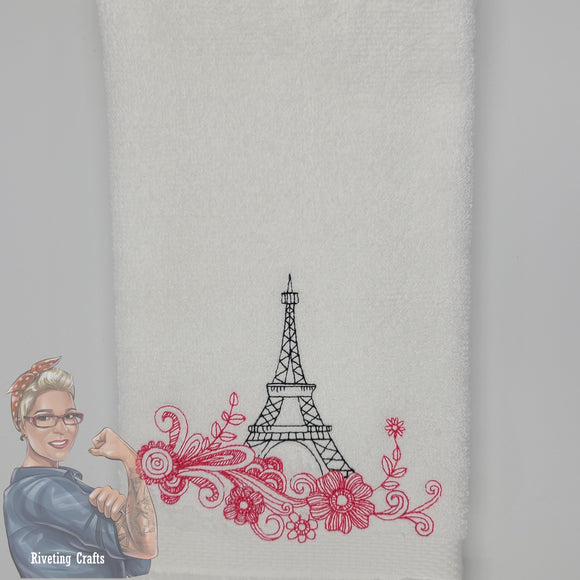 Eiffel Tower with Flowers Hand Towel Design