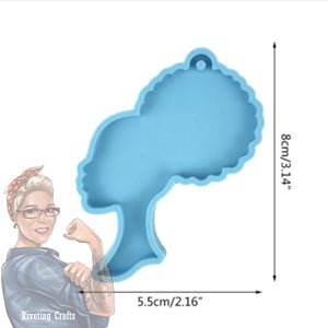 Afro Woman w/Hair in Pony Tail Keychain Silicone Mold