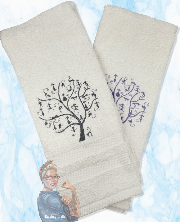 Cat Tree of Life Hand Towel Design