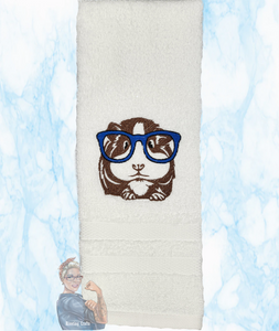 Guinea Pig with Glasses Hand Towel