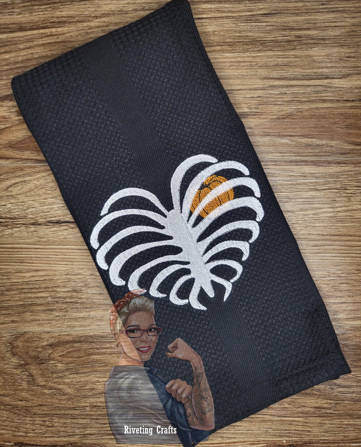 Halloween Pumpkin Rib Cage Hand Towel