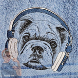 Pup with Headphones Hand Towel