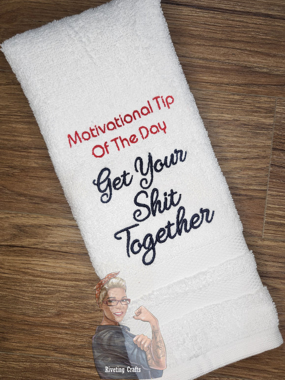 Motivational Tip of the Day Hand Towel Design