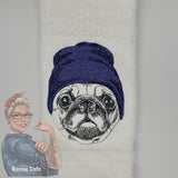 Cool Pug Hand Towel Design - Two Sizes - Riveting Crafts