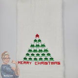Space Invaders Christmas Tree Hand Towel