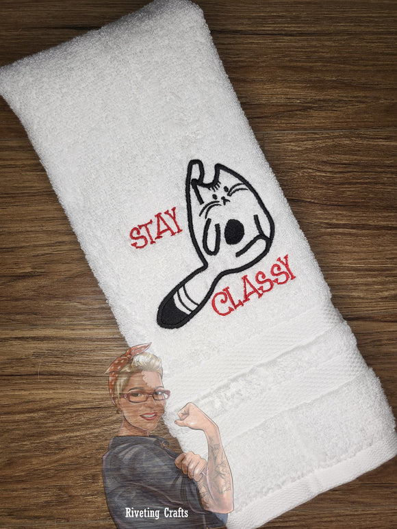 Stay Classy Kitty Cat Hand Towel