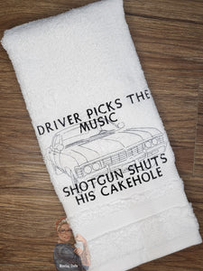 Shut Your Cakehole Supernatural Hand Towel Design