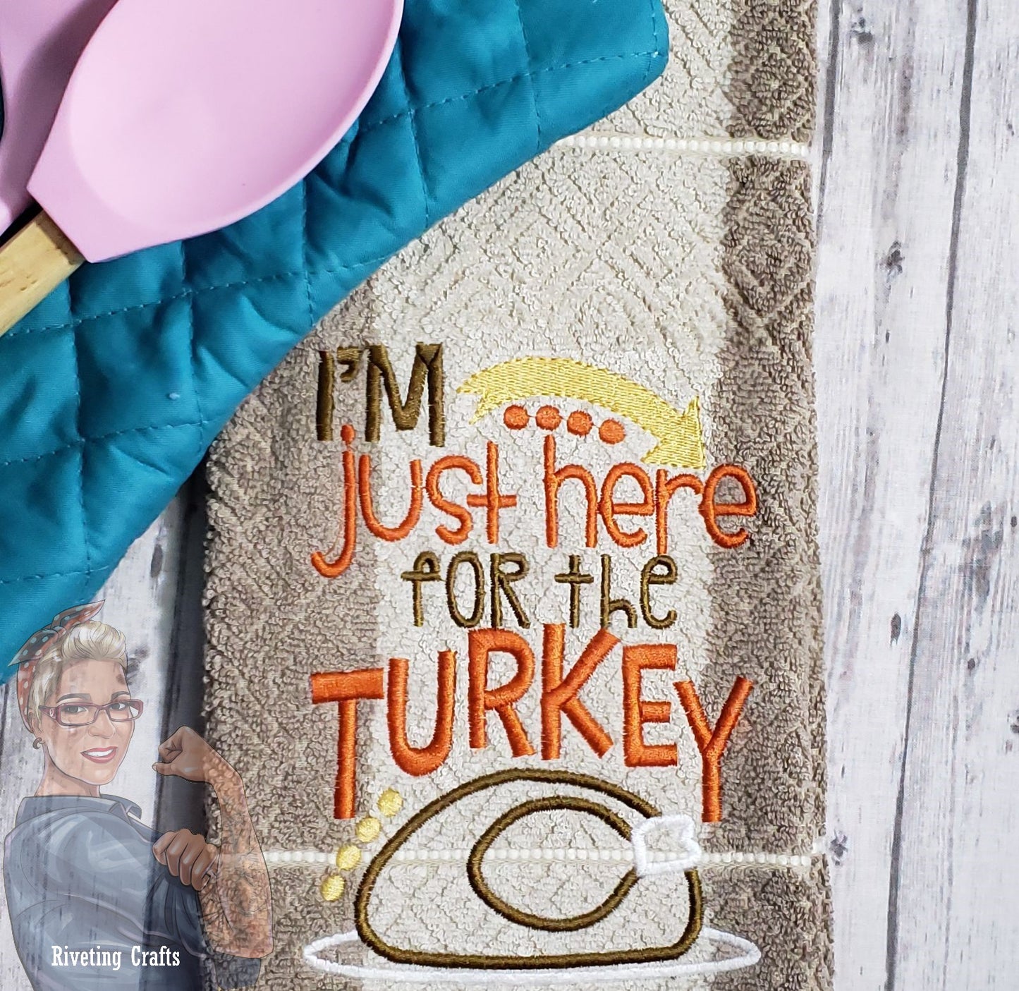 I'm Just Here for the Turkey Hand Towel Design