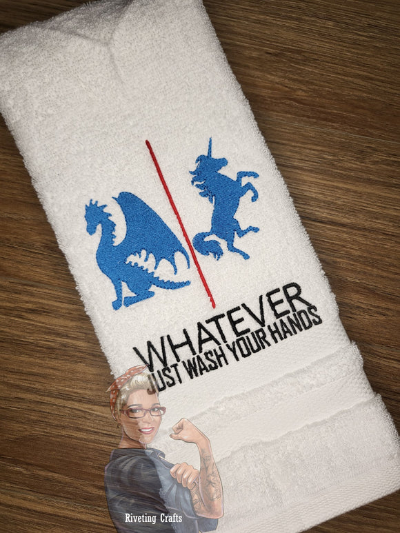 Whatever Unicorn & Dragon Hand Towel