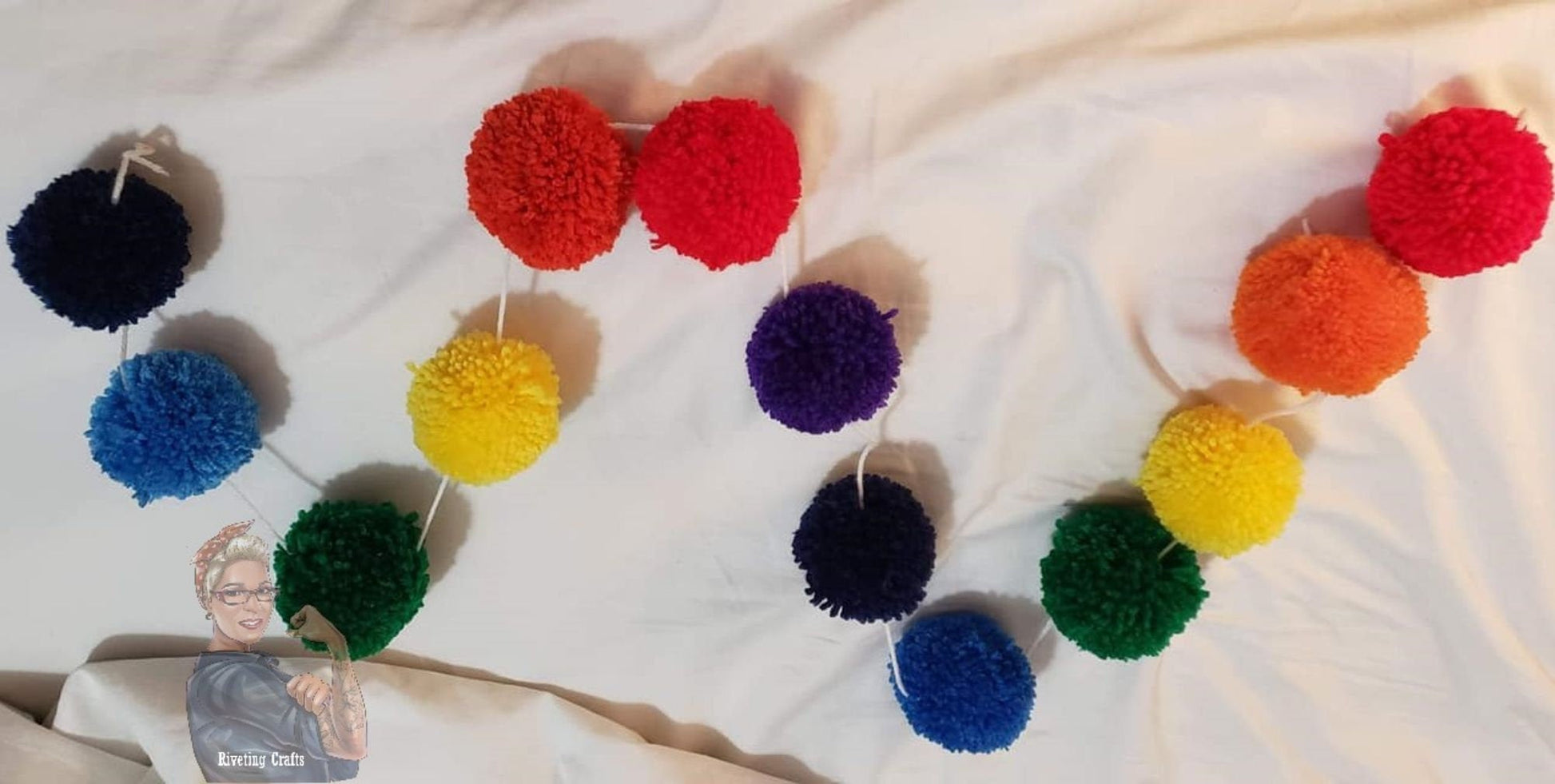 Large Handmade 3&quot; Pom-Poms - Single or Garland - Super Thick